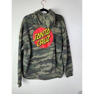 Santa Cruz Camo Pullover Hoodie Size XL Skateboarding Grunge Green Casual Skater